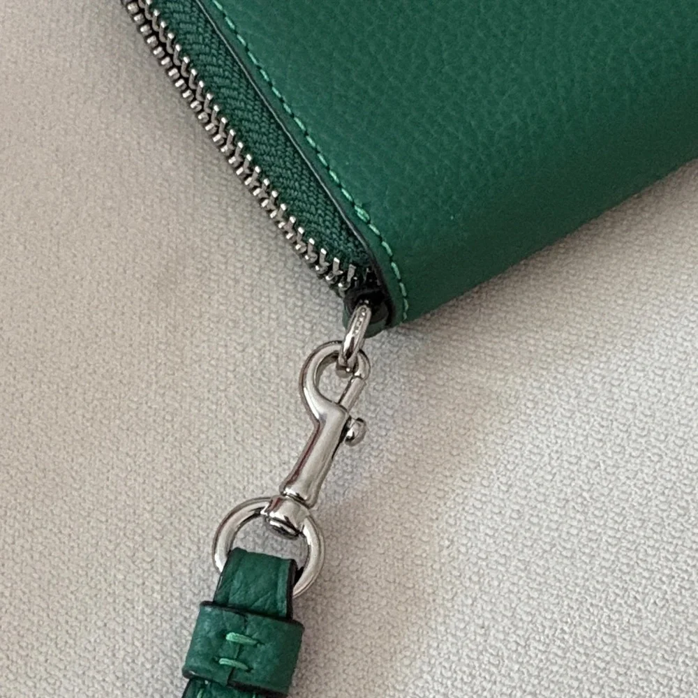 Coach Emerald Leather Wristlet with Silver Accents - Picture 4 of 5